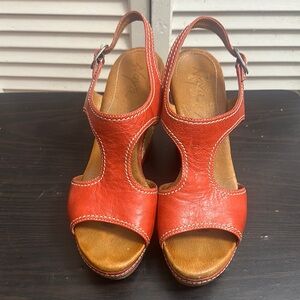 Naya Women Red Leather Sandals